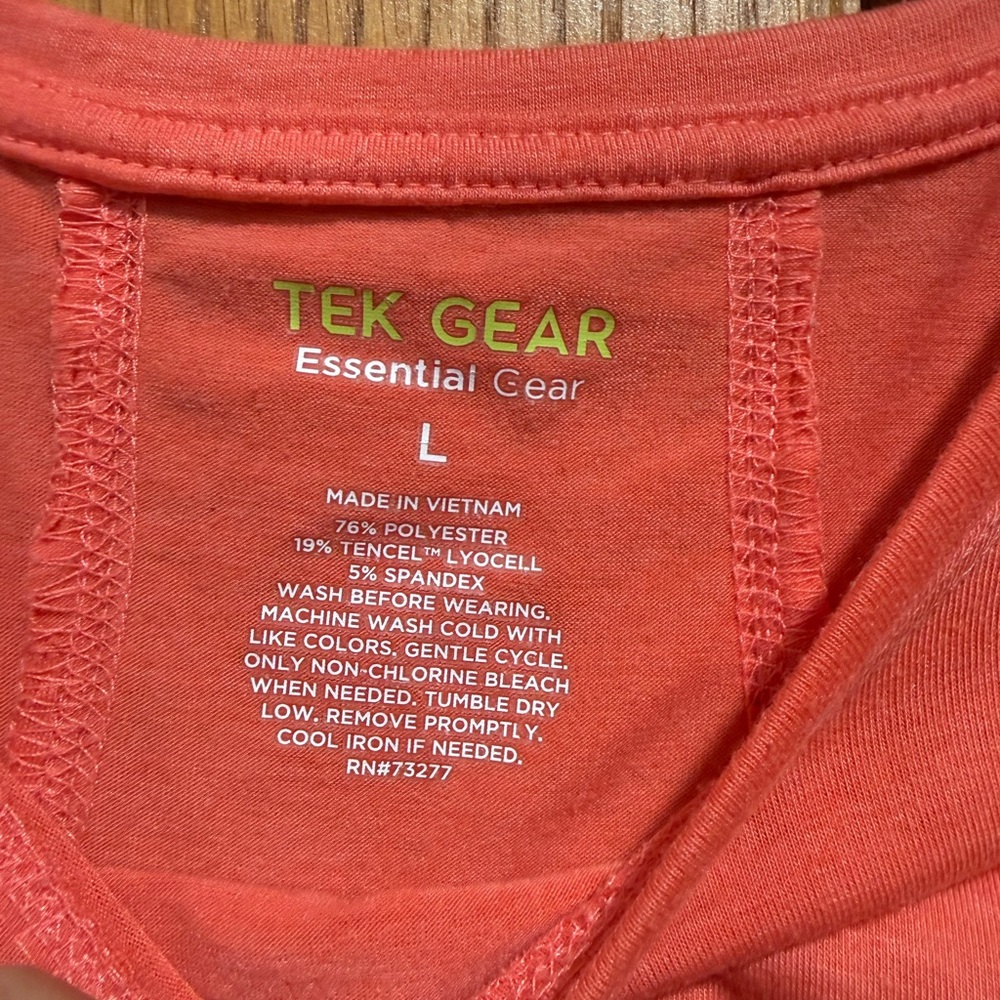 tek gear essential Coral Long Sleeve Crew Top size L - Picture 4 of 6